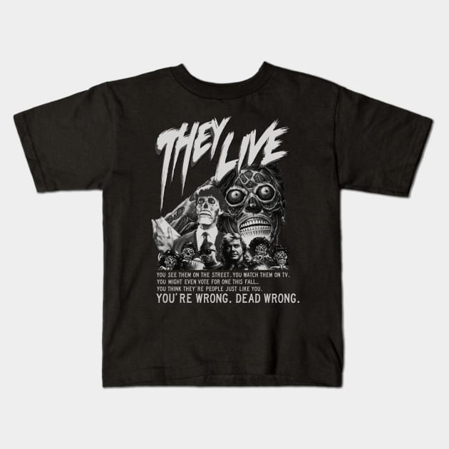 They Live, Classic Sci-Fi, (Black & White) Kids T-Shirt by The Dark Vestiary